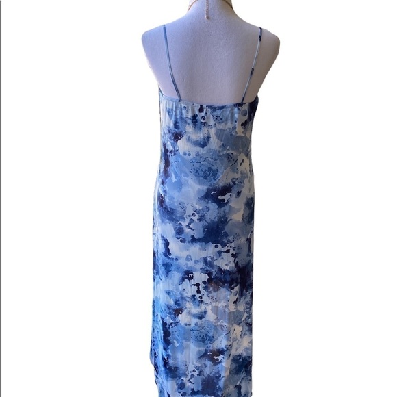 bebe High Slit Flare Blue and White Dress Size Large. New - Picture 5 of 13